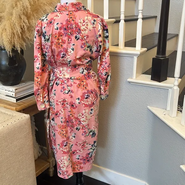 Zara Long Sleeves Side Pockets Floral Print Shirt MIDI Dress Size Small - Image 5