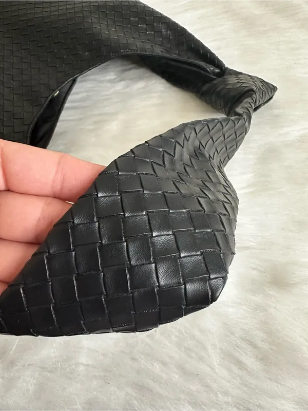 NWT Ulta Beauty Black Woven Knot Handle Hobo Shoulder Bag - Image 6