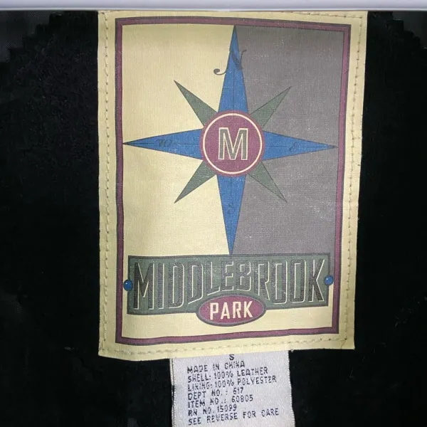 Vintage Middlebrook adult‎ black leather zip jacket padded shoulders — small - Image 4