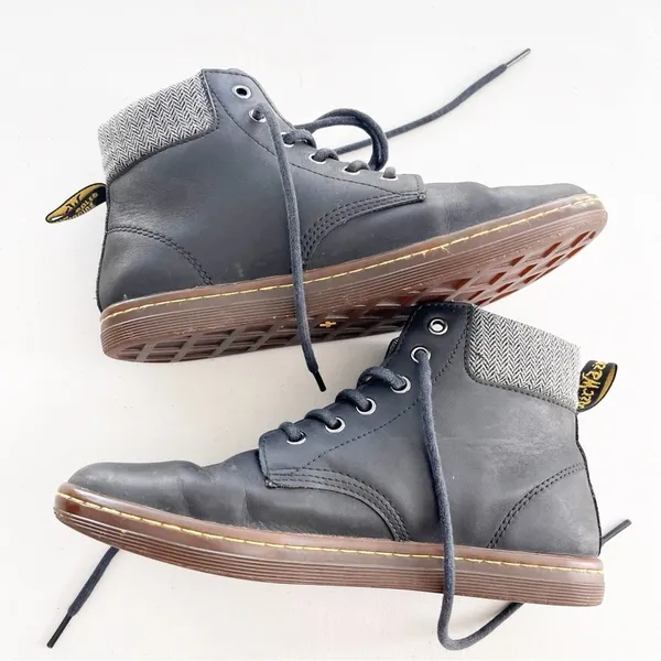 Dr. Martens Maelly Black 6-Eye Padded Collar Leather Grunge Everyday Boots - Image 7