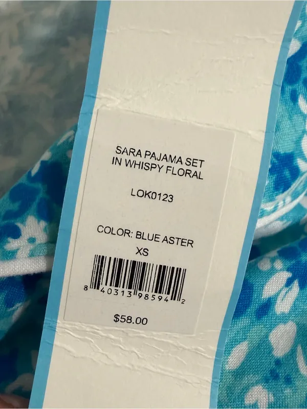 Draper James Turquoise & White Floral Short Sleeve Button Pajama Top - Image 3