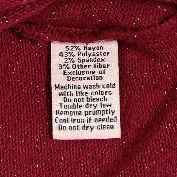 Juicy Couture Ruched Sleeve Red Sparkle Relaxed‎ Sweater Top Women’s Small - Image 5