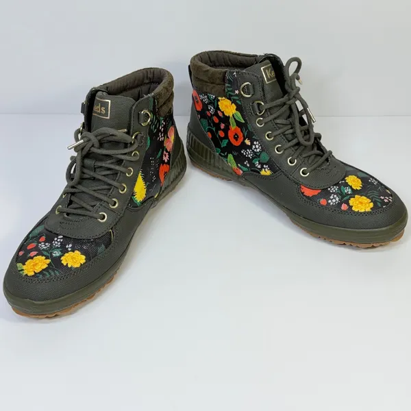Keds x Rifle Paper Co Scout Boot Olive Floral Lace Up Ankle Boots Sz 7 Gorpcore - Image 4