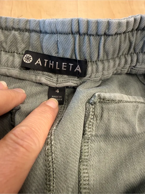 Athleta Light Gray/Green Jogger Pants with Zippered Pockets size 4 - Image 2