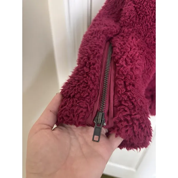 Free People We The Free So Cozy Slouch Moto Jacket Burgundy Oversized S - Image 6