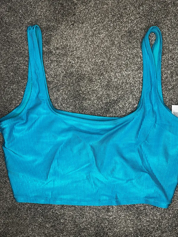 Aerie Scoop Bikini Top Aqua Ribbed - Image 2