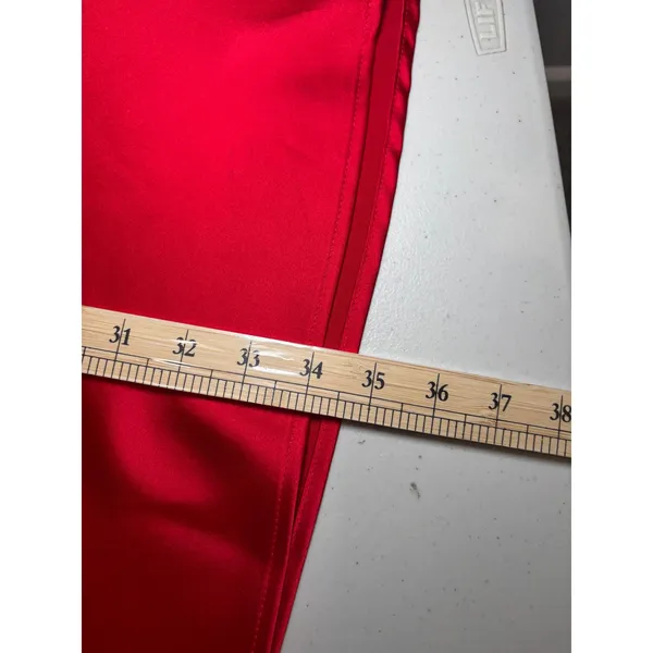Renee C Satin Deep V-Neck Flutter Sleeve Mini Dress Red Large Cocktail $176‎ - Image 9