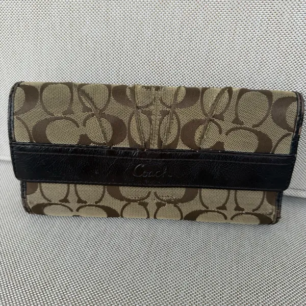 Coach Ashley Signature Jacquard Trifold‎ Wallet W/Checkbook Insert Y2K Vintage - Image 2