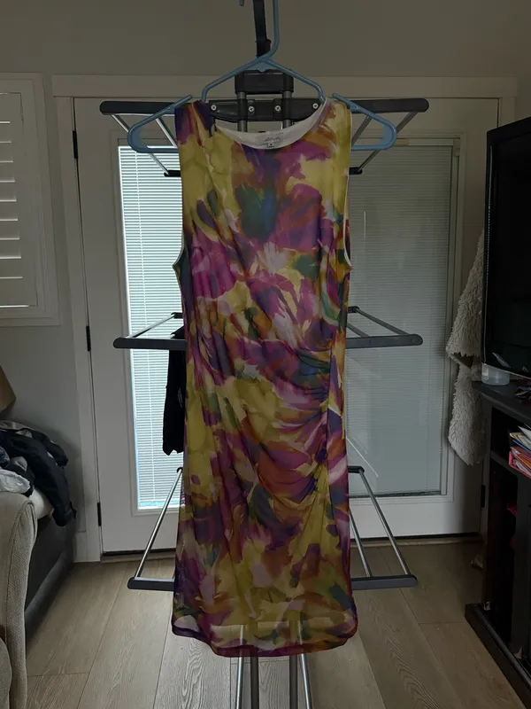 Yellow and purple floral mini dress - Image 2