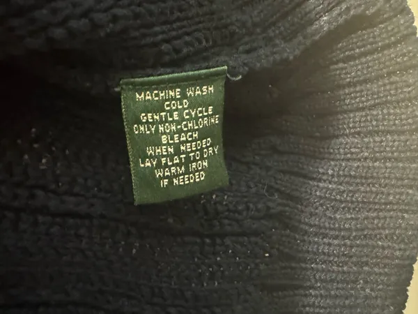 Navy Blue Ralph Lauren Cable Knit Sweater Cotton Medium - Image 4