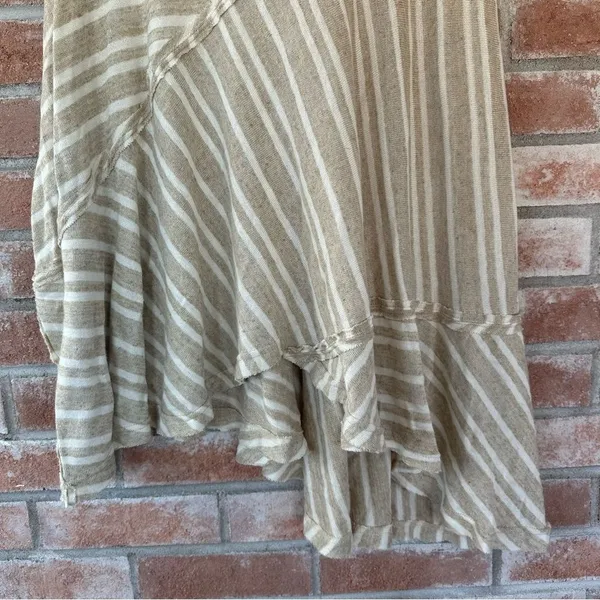 Free People Between The Lines Asymmetrical High Low Linen Dress Large Beige - Image 5