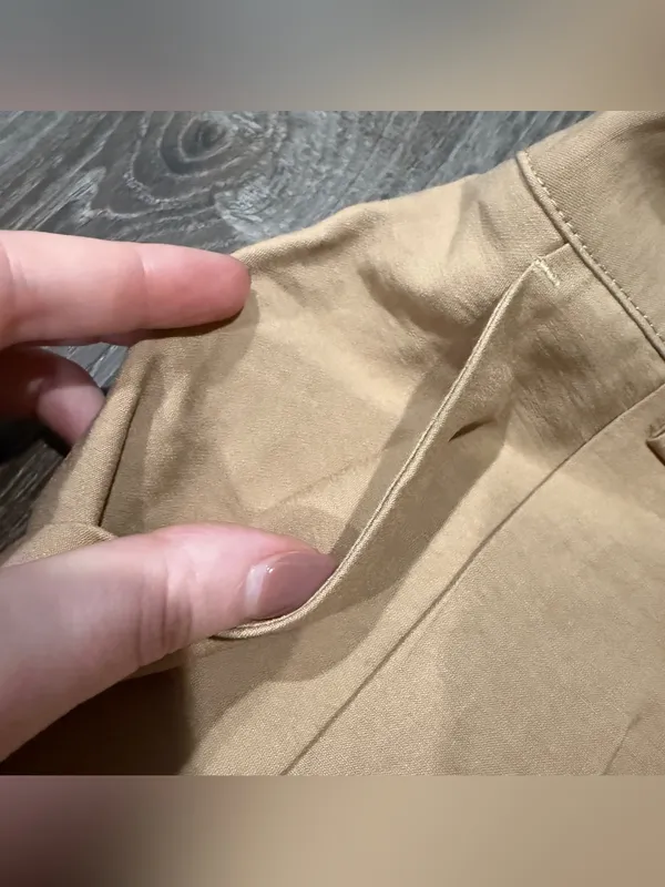 NWOT Halara Khaki High-Waisted Zipper Pocket Work Linen-Feel Shorts - Image 7