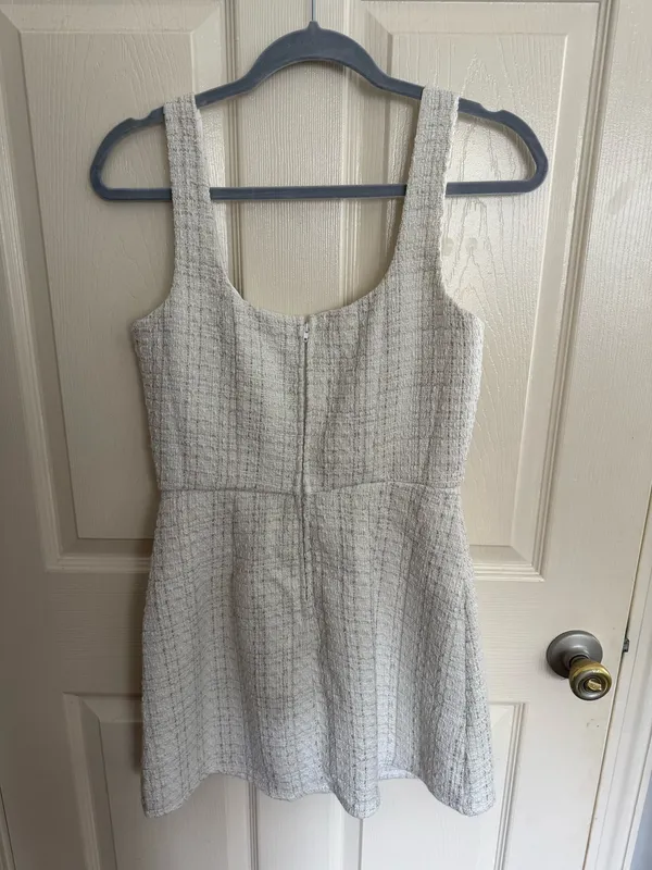 Miami White Tweed Mini Dress - Image 3