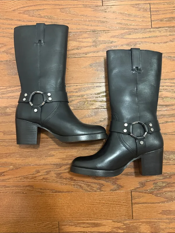 NEW Frye Jean Harness Boots Leather Black Size 8.5 - Image 5