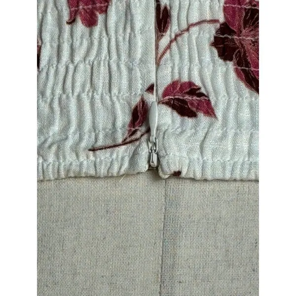 Misa Los Angeles Dress‎ Women XS White Red Abstract Peony Floral Linen Oona Midi - Image 10