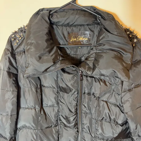 Sam Edelman Women's Black Studded Puffer Coat Jacket Size‎ L Winter - Image 2