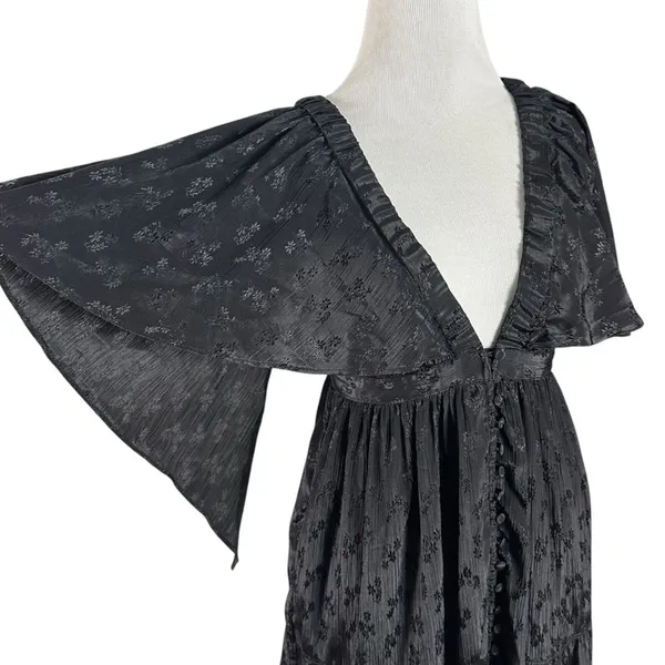 Free People Ethereal Witchy Fairy Cha Cha Maxi Dress Black Medium Bohemian Goth - Image 9