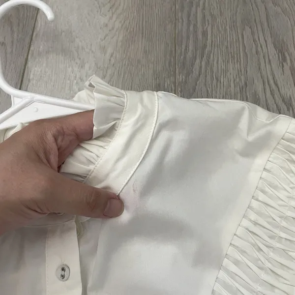 Renaissance Ruffle Buttonup Shirt cotton sheridan womens White medium victorian - Image 6