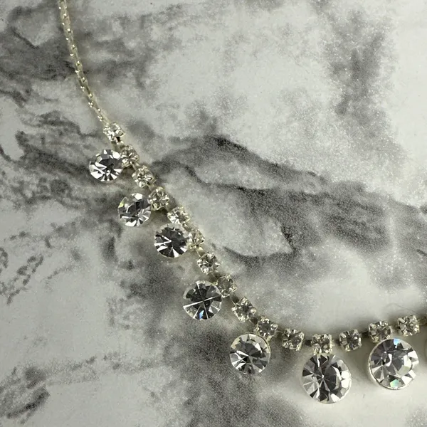 Vintage Art Deco Style Cubic Zirconia Crystal‎ Rhinestone Cocktail Necklace - Image 3