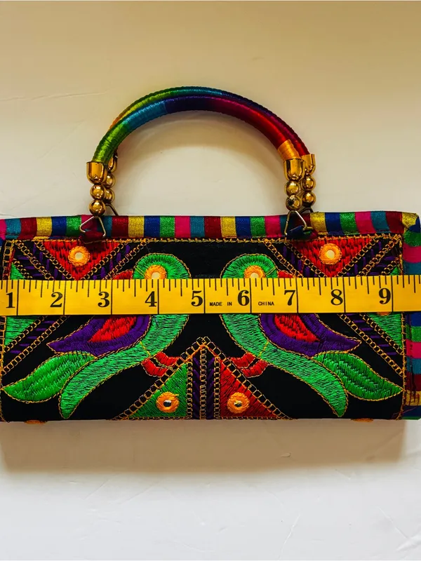 Embroidered Multicolor Bird Motif Women's Handbag - Image 4