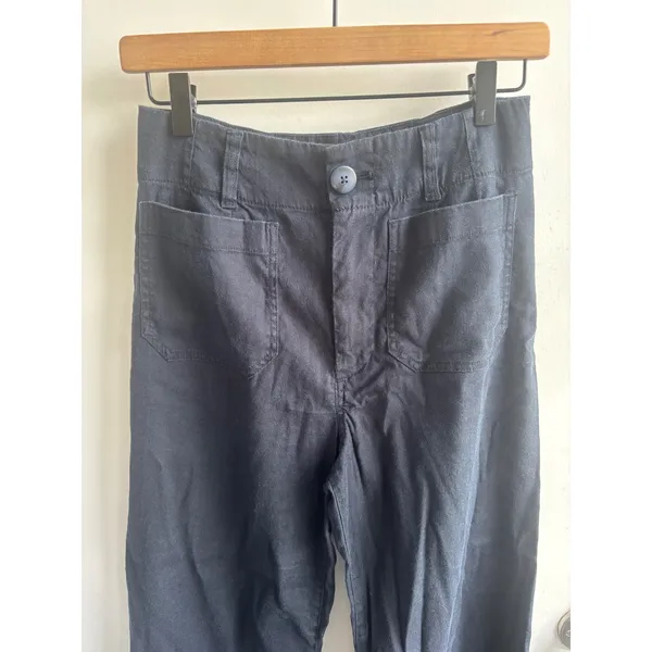 Maeve Anthropologie The Colette Magic Fabric Wide Leg Crop Pants Size‎ 4 Linen - Image 3