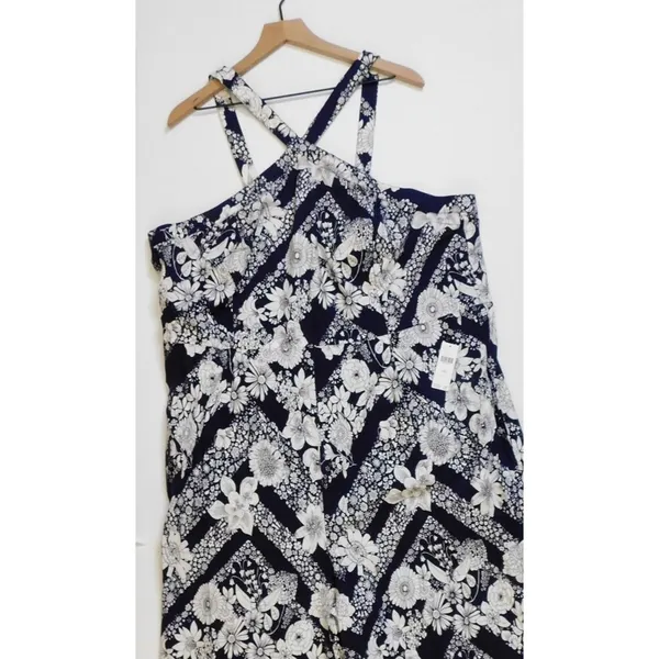 NWT!! Anthropologie MAEVE Magda Halter Jumpsuit Retro Floral Wide Legs Size 24W‎ - Image 3