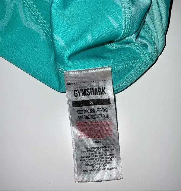 Gymshark Power High Rise Shorts Bright Turquoise Print Size: S - Image 7