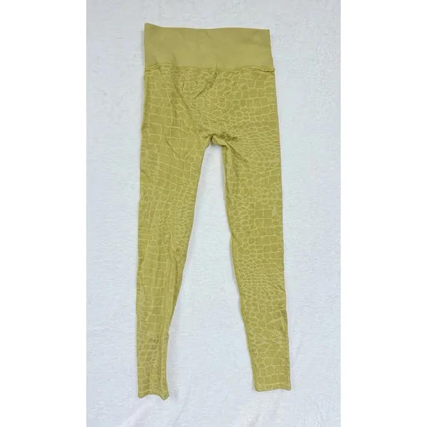 Good American S M 1/2 Chartreuse animal print leggings pull on‎ yellow green - Image 4