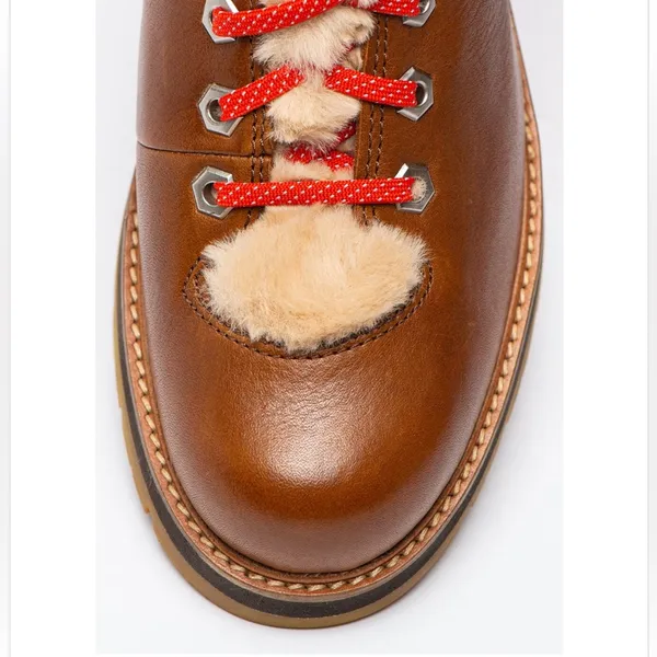 Clarks Orianna Hiker Boots Brown Leather Fur Trim Women’s size 7 - Image 2