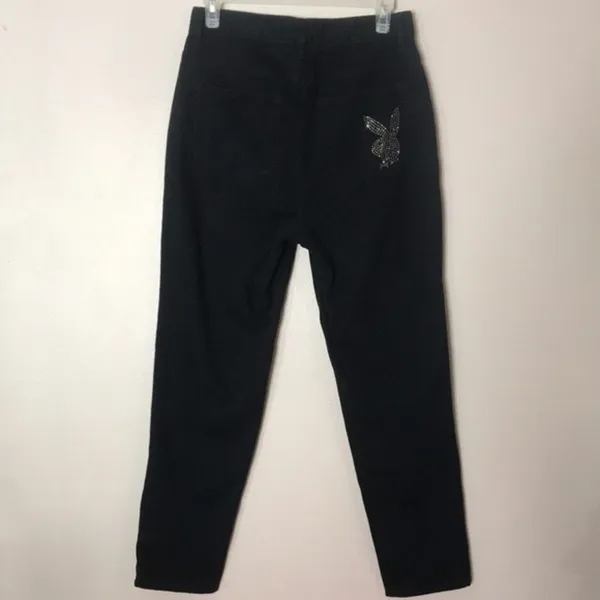 Playboy by pac-sun black button fly high waisted denim jeans size 27 cute‎ - Image 3