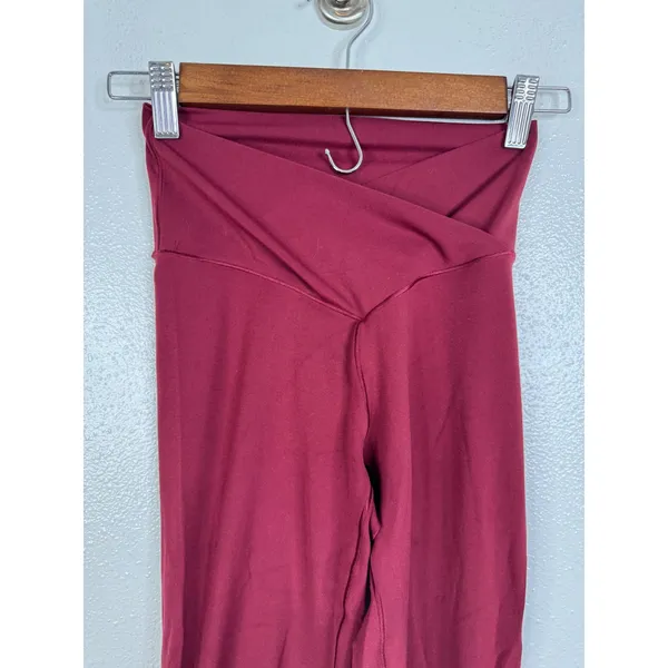 OFFLINE by Aerie Real Me Crossover 7/8 Leggings Burgundy Maroon High Rise Small - Image 3