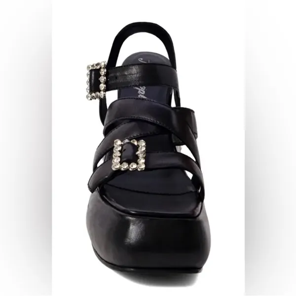 New Free People Brooklyn Ankle Strap Platform Sandal Black Leather Size 7.5 - Image 3