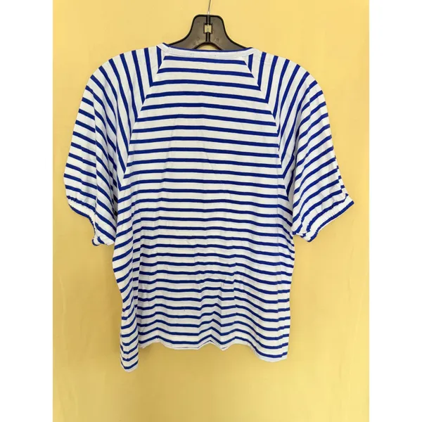 J.Crew T-Shirt Womens S Blue Striped‎ AW139 Puff Raglan Sleeve Cotton Top - Image 6