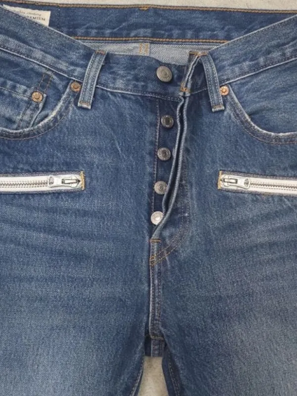 LEVIS Colorblock High-Rise MOTO SHOW TEETH ZIPPER CUFF Jeans 27 - Image 10