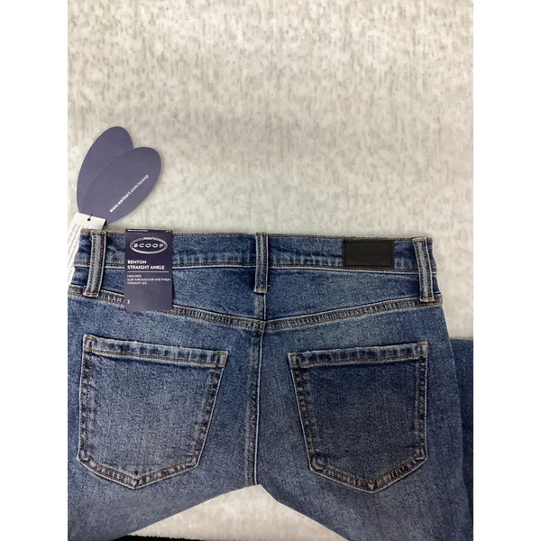 Scoop Womens High Rise Straight Leg Distressed Jeans Medium Wash Wide‎ Cuff NEW - Image 7