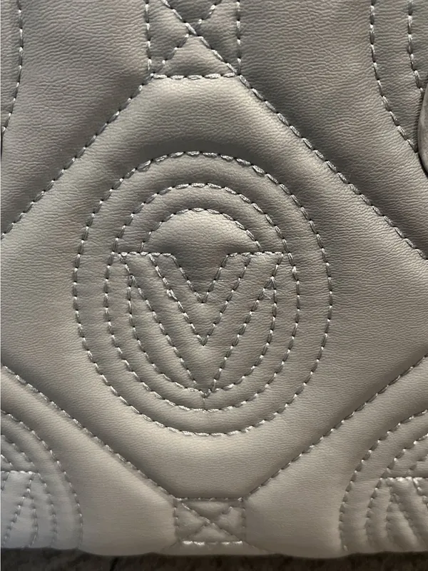 Valentino Orlando Grey Quilted Monogram Satchel Tote Strap Bag Charm V-2012 NWT - Image 8