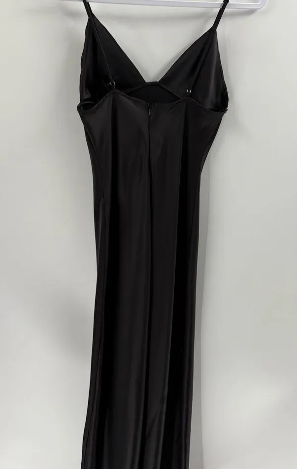 Zara beaded Y2K date night party festival black v sequin neck satin midi sz xs - Image 13