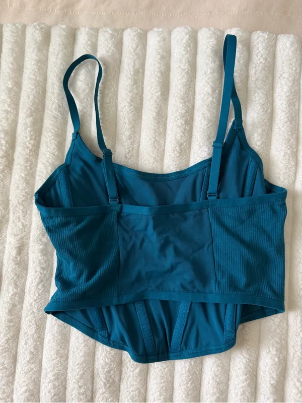 Colsie Teal Ribbed crop tank Blue Size M - Image 3