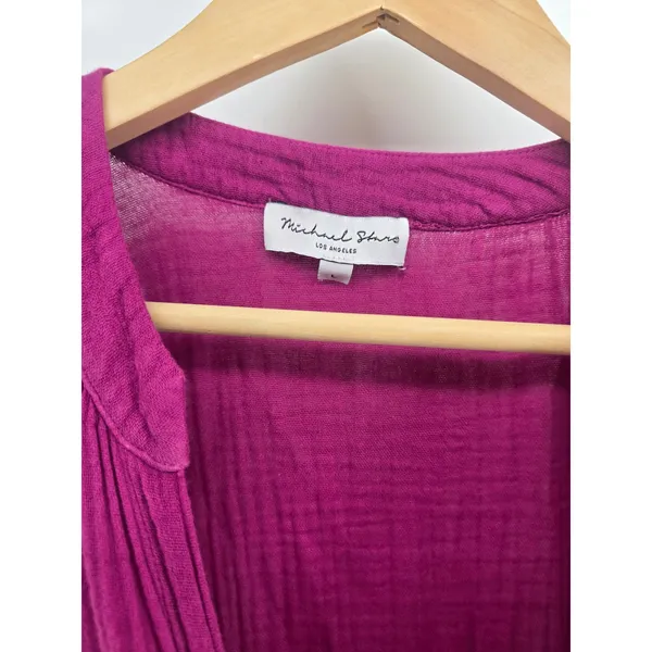 Michael Stars Dress Womens L Double Gauze Tiered Magenta Sleeveless EUC - Image 2