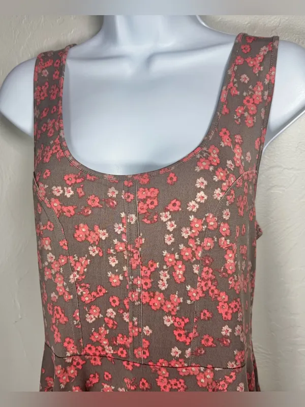 Free People Pink Floral Athletic Dress Scoop Neck Size Medium - Image 3
