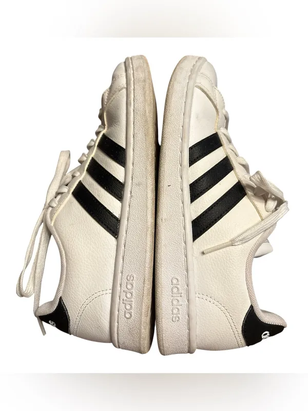 Adidas Grand Court Sneakers Women’s Size 7 White Black Classic 3-Stripes - Image 2