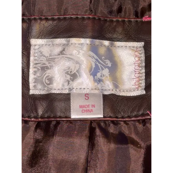Xhilaration Womens Burgundy Faux Leather Moto Biker Jacket Quilted Size S - Image 3