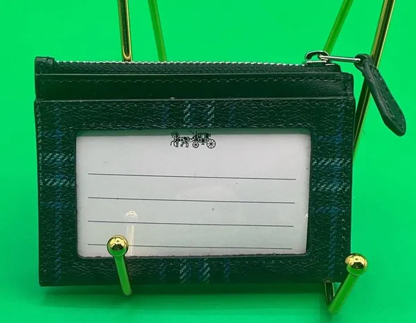 A Really sweet NWOT Mini Thin skinny Plaid Leather Coach Zip Mini ID Wallet - Image 4