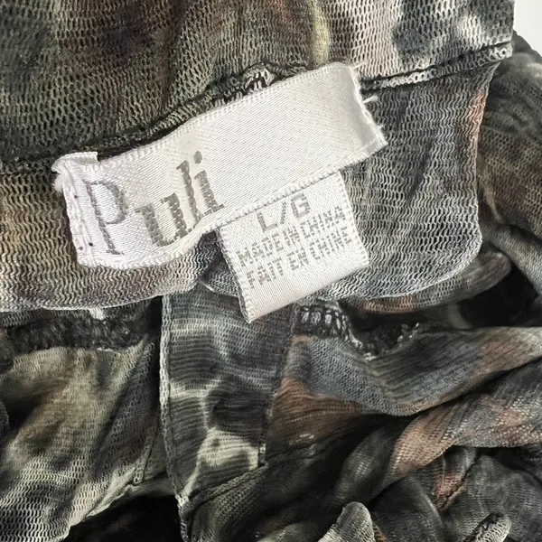 Puli Leopard Print Mesh Tunic Top Ruffle Lace Hem Size Large - Image 3