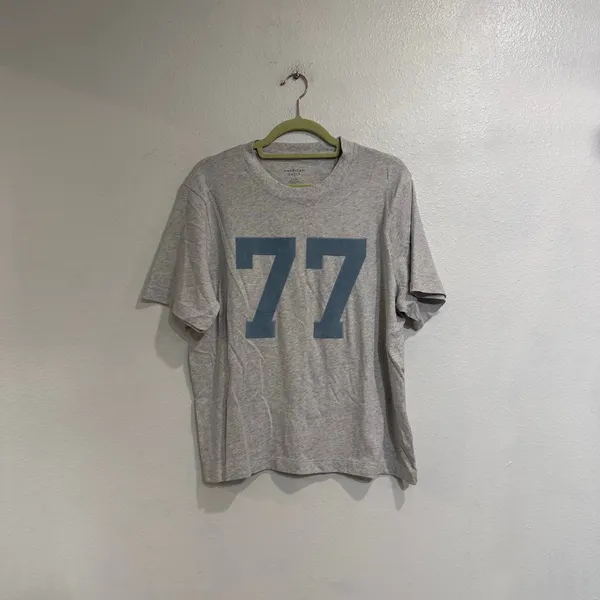 American Eagle Gray 77 Graphic T Shirt Sz S - Image 2