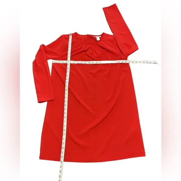 NWT H&M Womens Size 2 Red Long Sleeve Shift Mini Dress Round Neck office holiday - Image 8