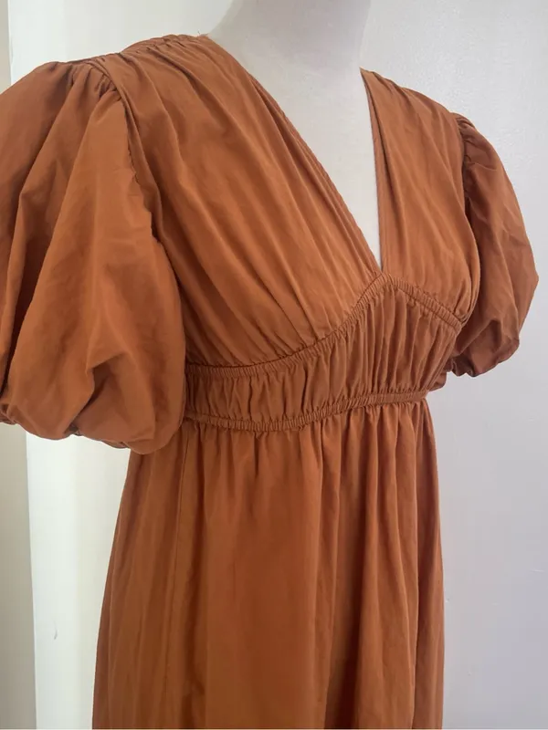 Jessica Simpson Terracotta Puff-Sleeve tiered Maxi Dress Sz XS - Image 4