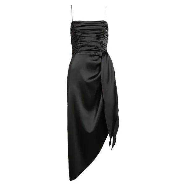 WAYF The Julia Ruched Asymmetric Satin Cocktail‎ Dress Size Medium - Image 7
