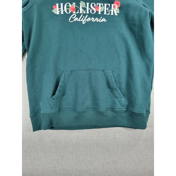 Hollister Womens Sweatshirt Size M Forest Green Hoodie Pullover Kangaroo Pocket - Image 9