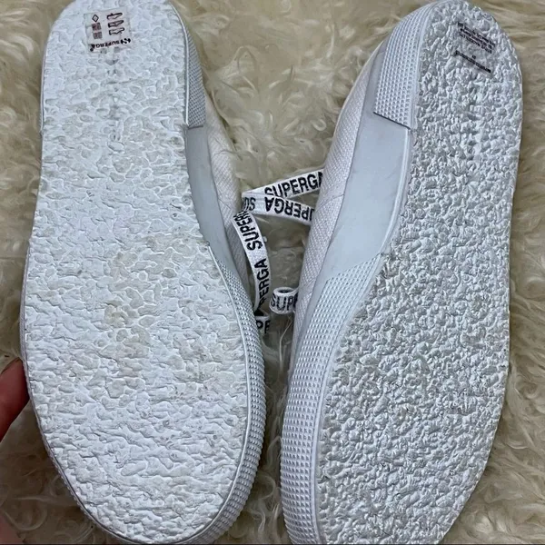 Superga White Slip On Backless Sneakers Logo Laces 39/7 - Image 6